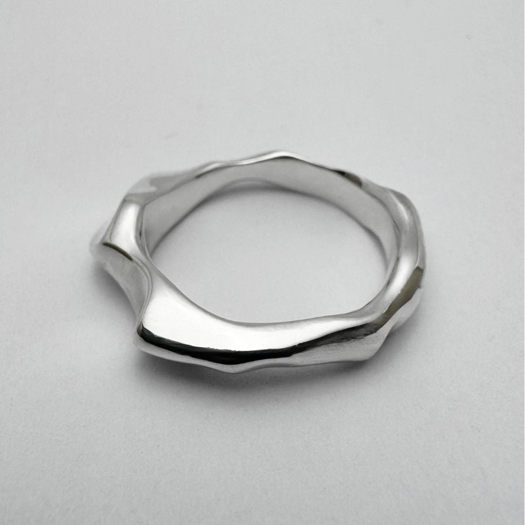 Handmade jagged silver ring
