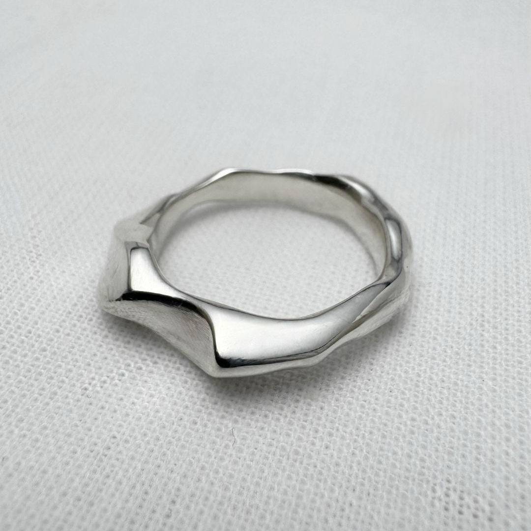 Handmade jagged silver ring