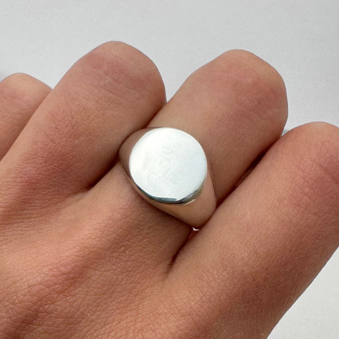 Rough silver signet ring