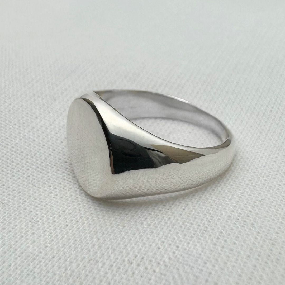 Rough silver signet ring