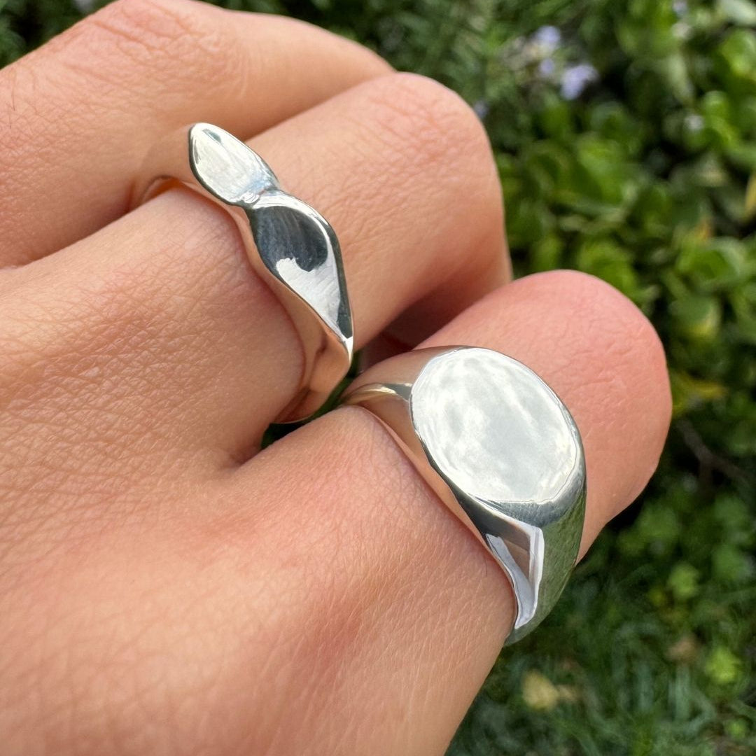 Handmade silver signet rings