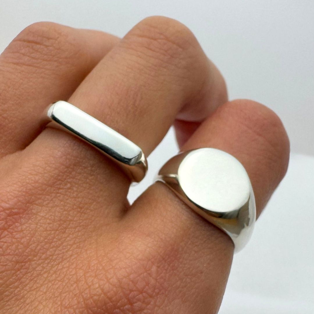 Thin Signet Ring in Sterling Silver or 9ct Gold