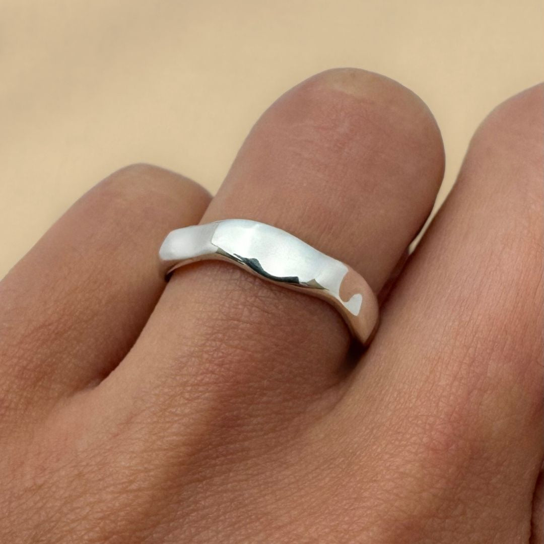 Sterling silver wave ring