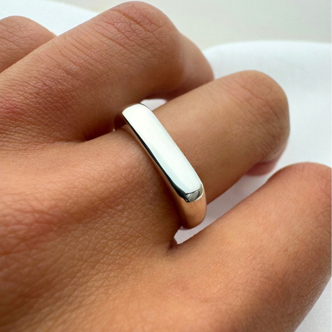 Thin Signet Ring in Sterling Silver or 9ct Gold