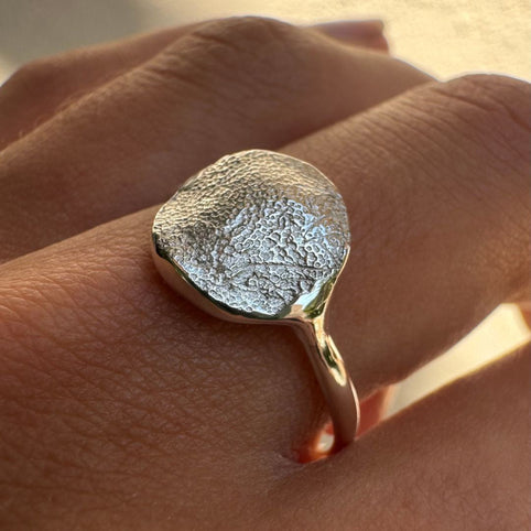 Silver dog paw print ring