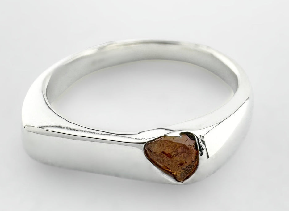 Silver rings with rough sapphires