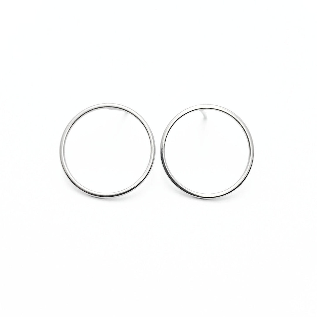 Sterling silver circle stud earrings