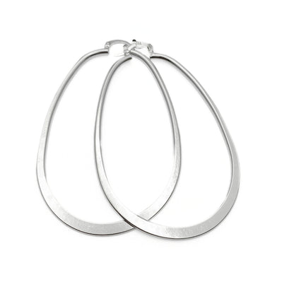 Large sterling silver teardrop hoop earrings