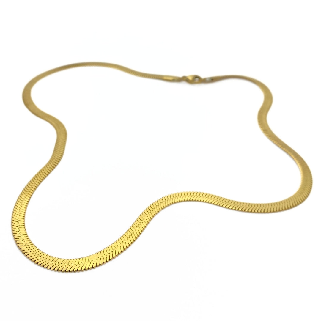 Gold herringbone necklace 45cm