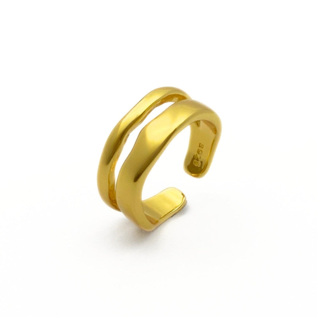 Gold double loop ring