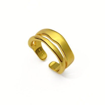 Gold double loop ring