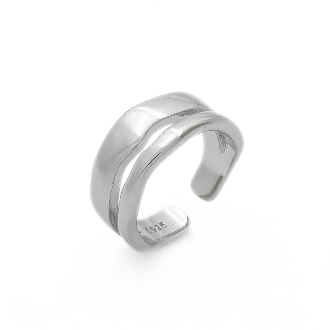 Sterling silver double loop ring