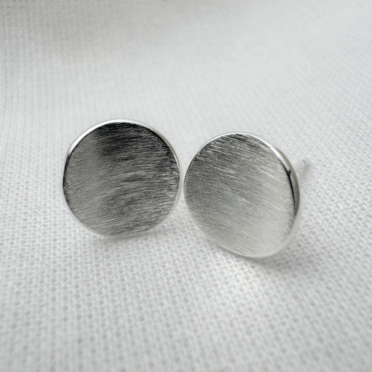 Sterling silver brushed studs