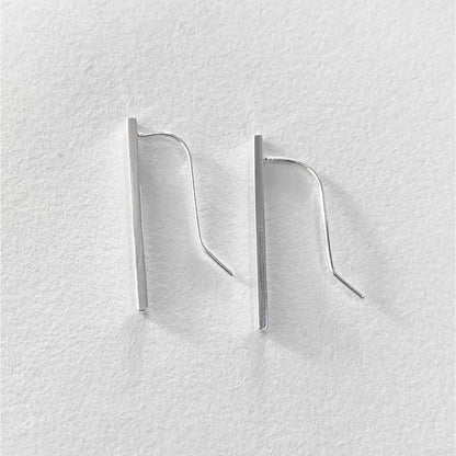 Silver straight line earrings