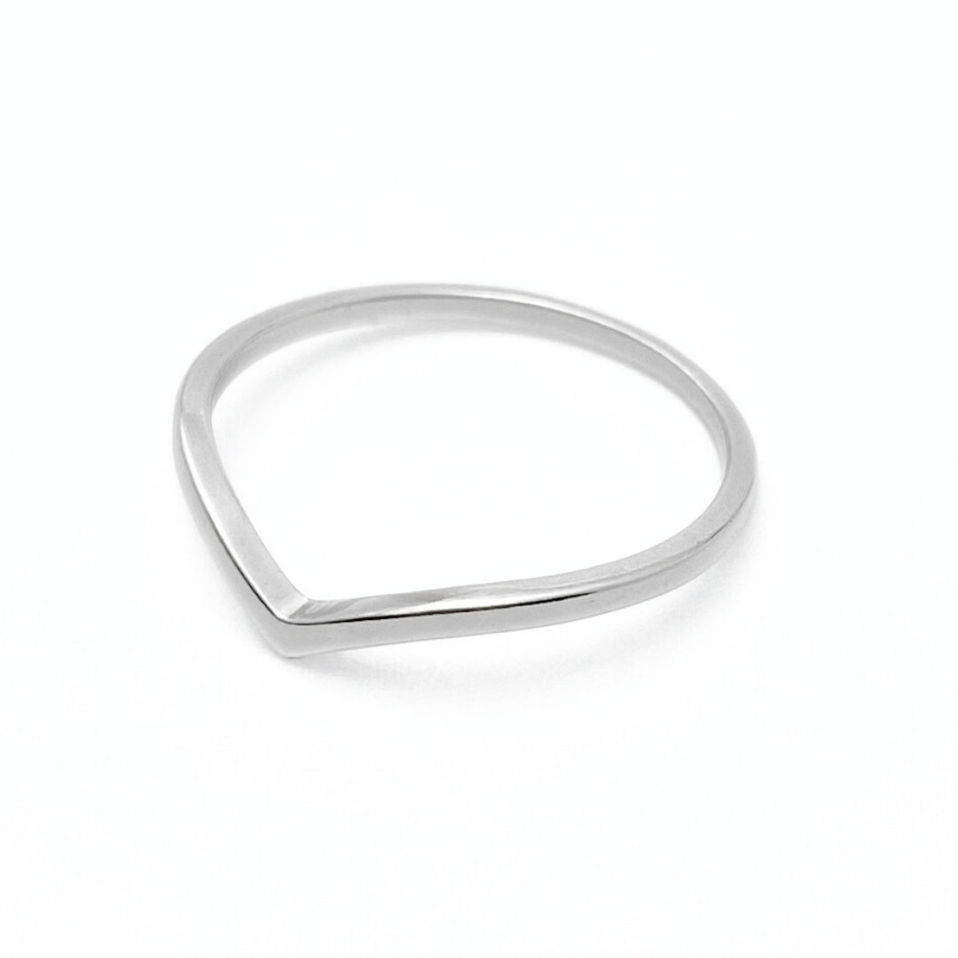 Thin silver v shaped ring