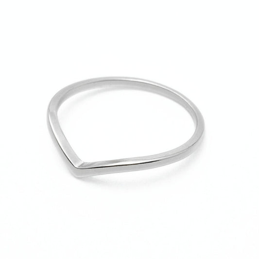 Thin silver v shaped ring