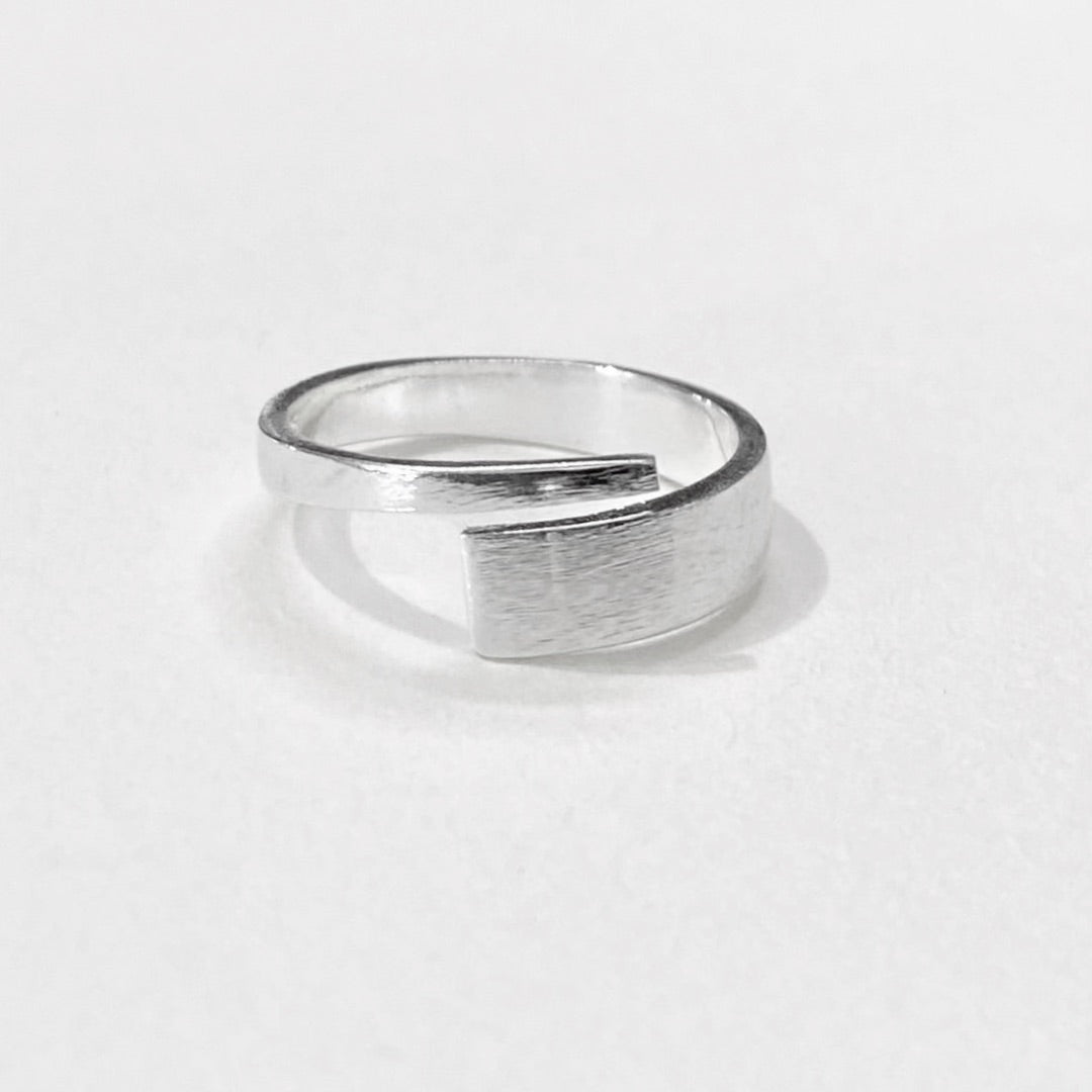 Brushed sterling silver spiral ring