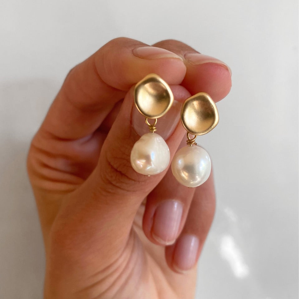 14K gold filled freshwater pearl earrings