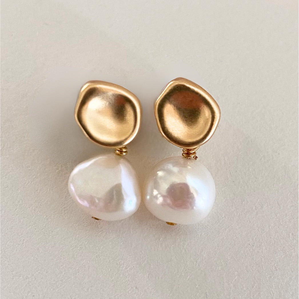 14K gold filled freshwater pearl earrings