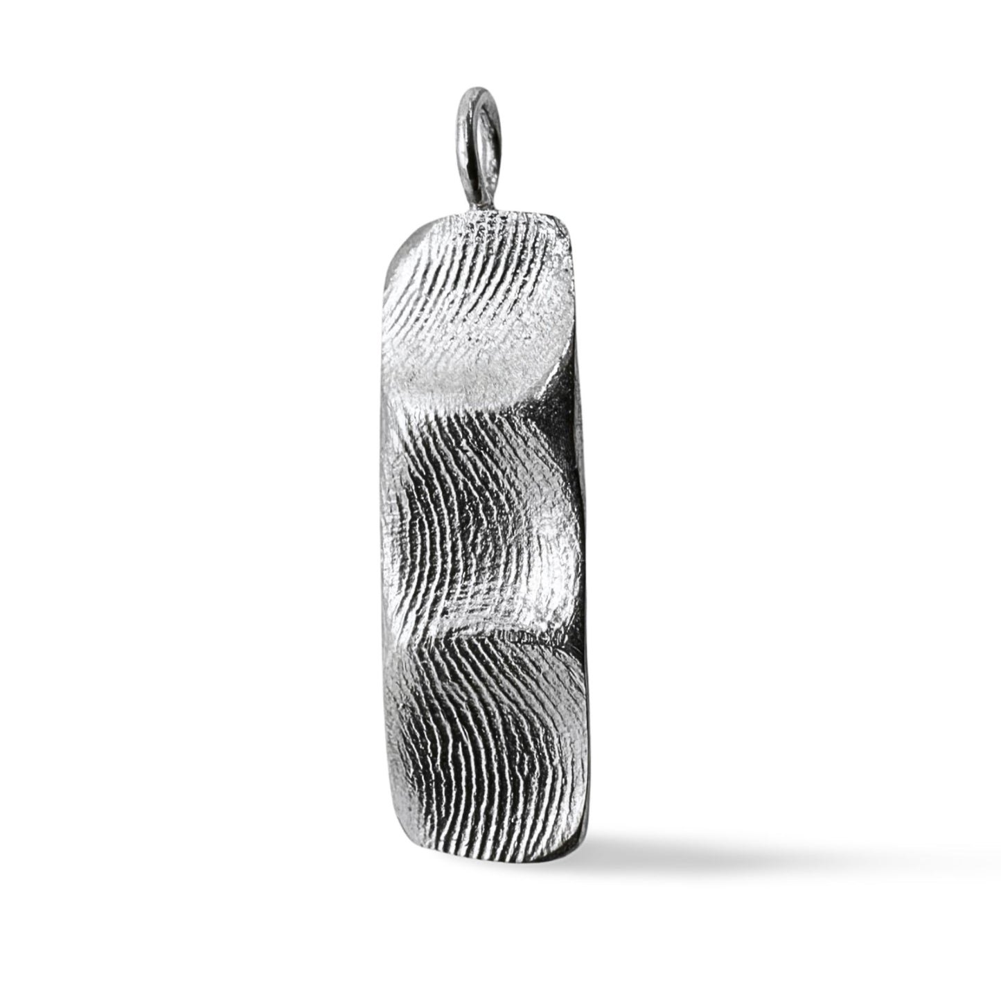 Sterling silver family fingerprint bar on transparent background