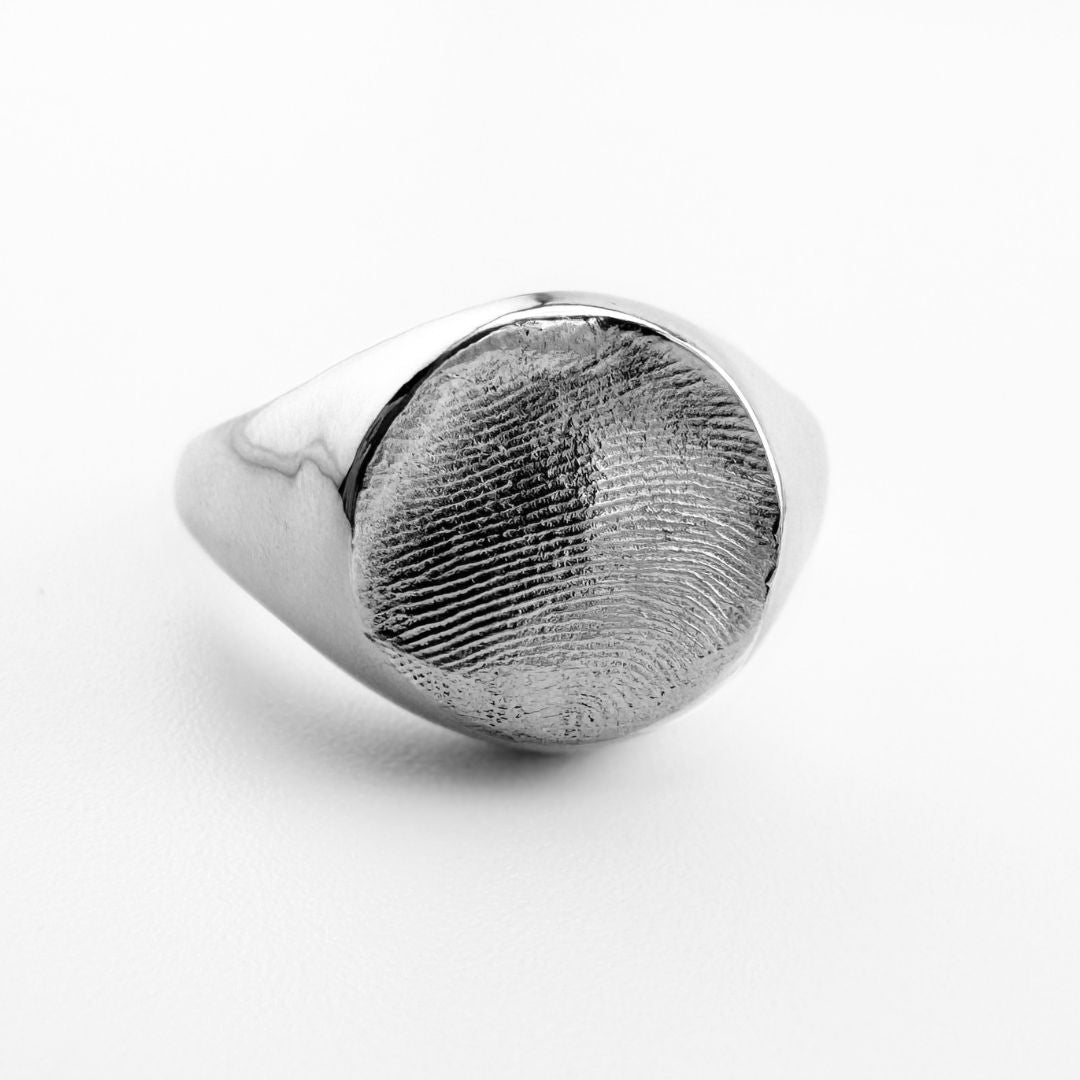 Large Fingerprint Impression Signet Ring