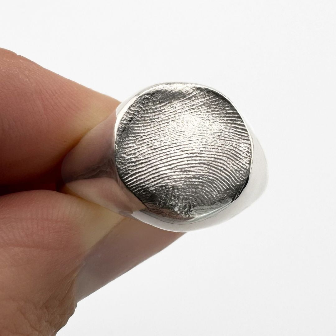 Large Fingerprint Impression Signet Ring