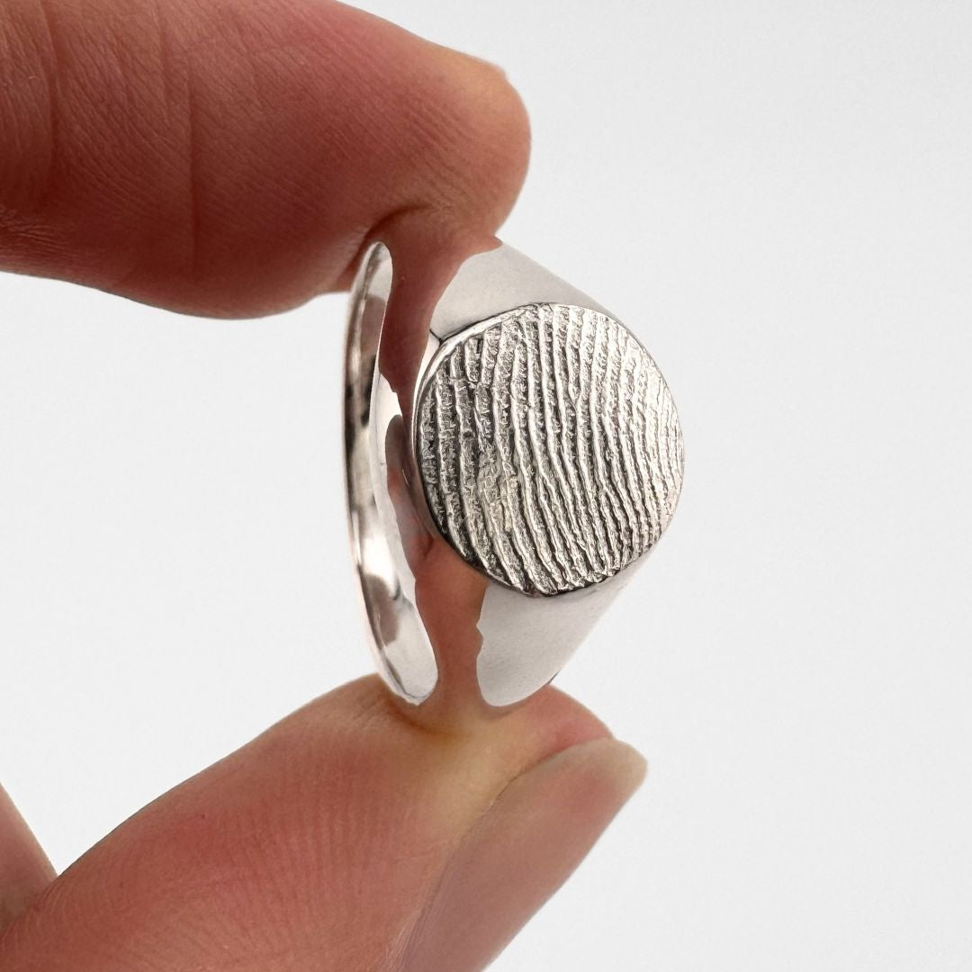 Mini Fingerprint Impression Signet Ring