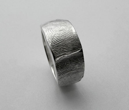 Sterling silver fingerprint impression ring band