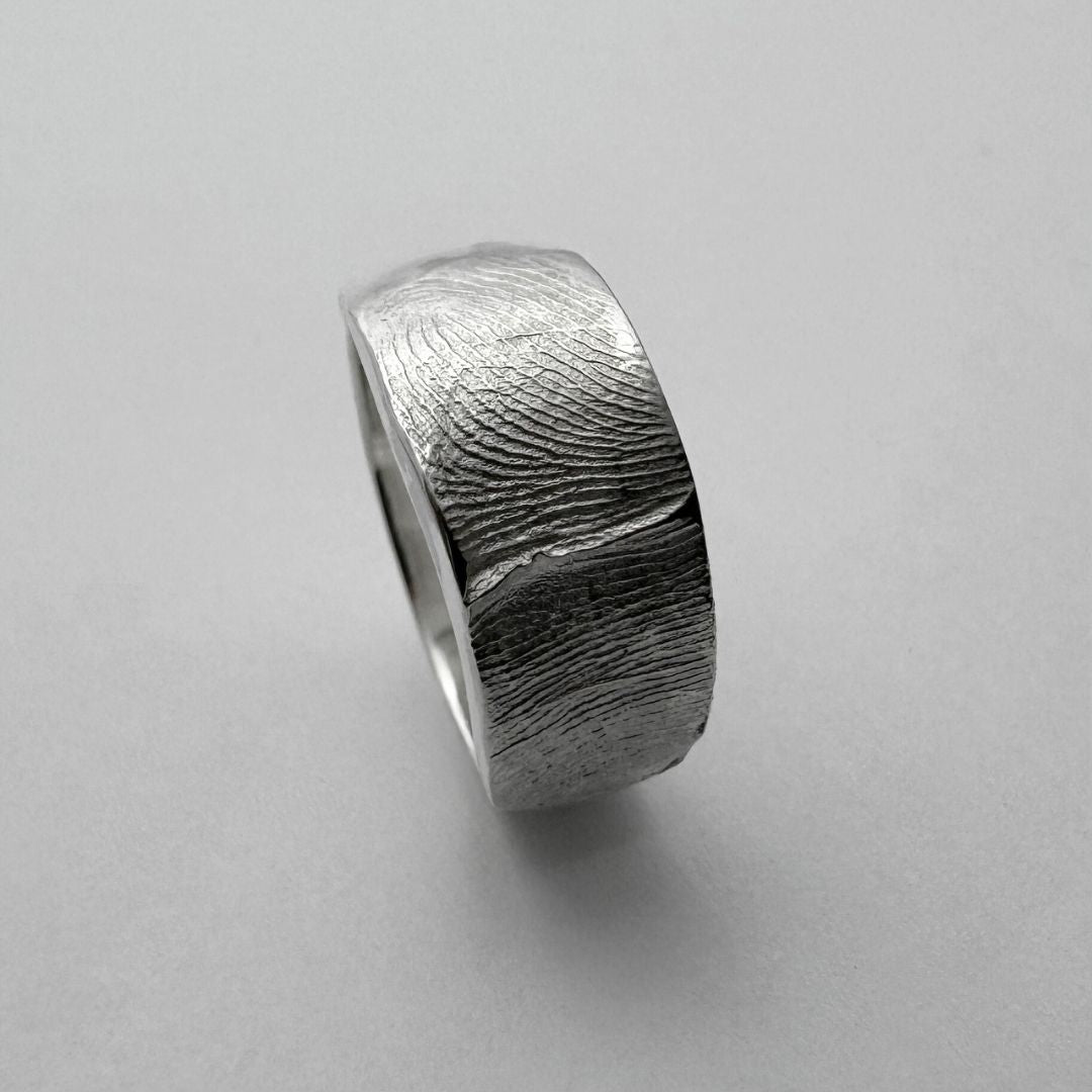 Sterling silver fingerprint impression ring band