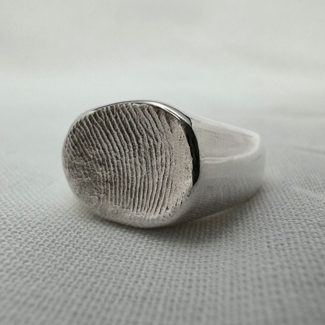 Sterling silver fingerprint impression signet ring
