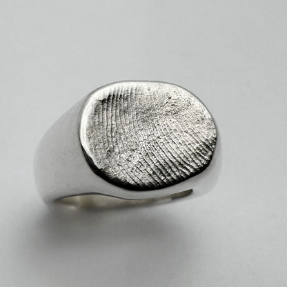 Sterling silver fingerprint impression signet ring