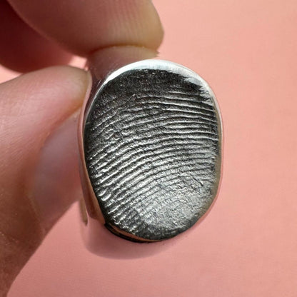 Sterling silver fingerprint impression signet ring