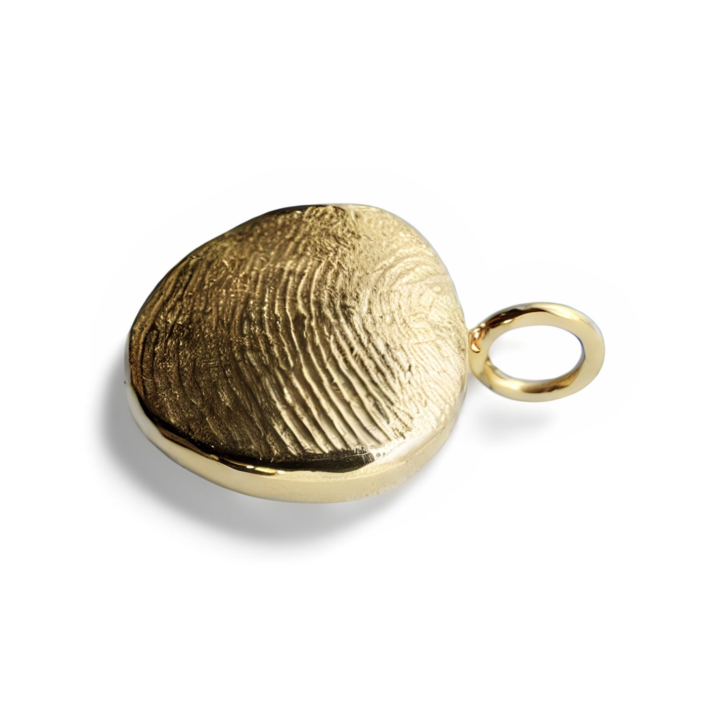 Gold fingerprint pendant on transparent background