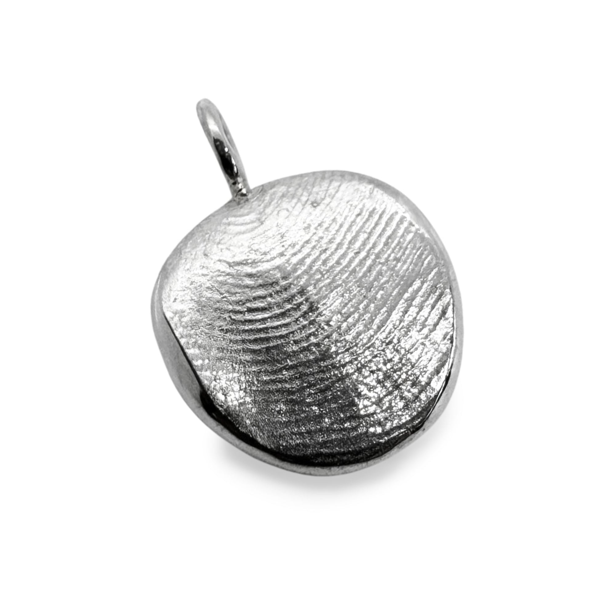 Sterling silver fingerprint pendant on transparent background