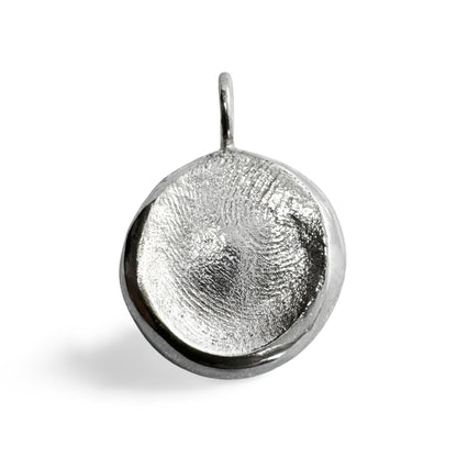 Sterling silver fingerprint pendant on transparent background