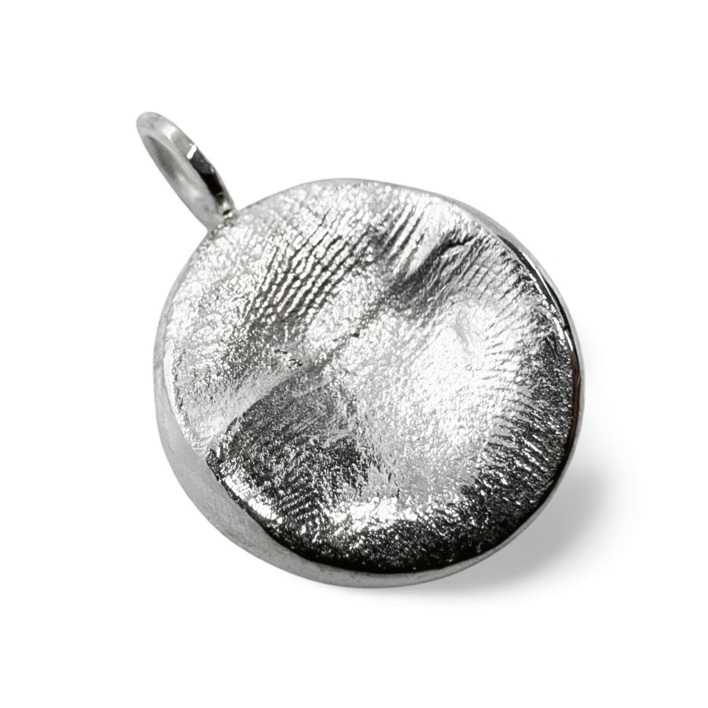 Sterling silver fingerprint pendant on transparent background