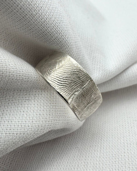 Fingerprint Ring Band - Sterling Silver or 9ct Gold