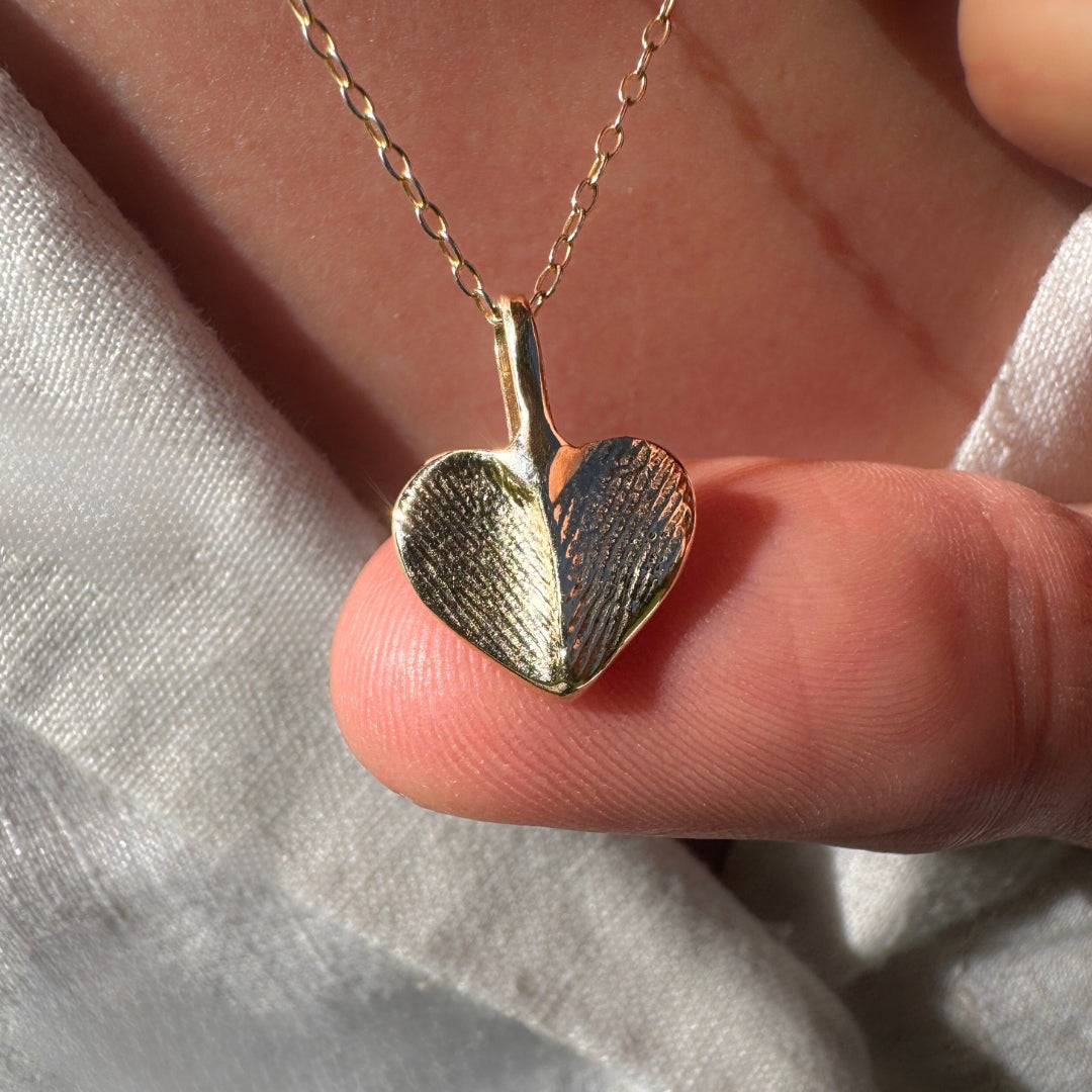 Heart Shaped Fingerprint Pendant in 9ct Gold