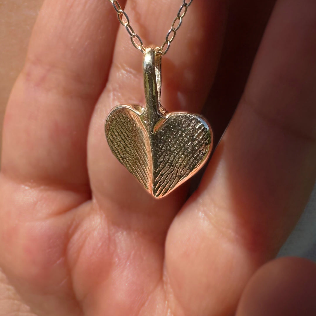 Heart Shaped Fingerprint Pendant in 9ct Gold