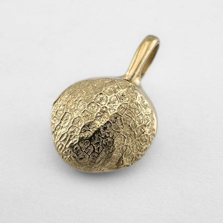 Gold dogs nose print pendant on light grey background