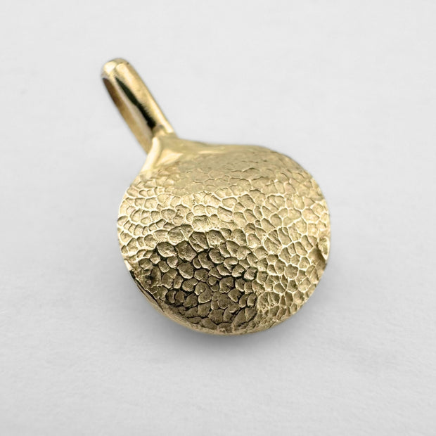 Gold dogs paw print pendant on light grey background