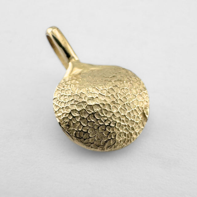 Gold dogs paw print pendant on light grey background