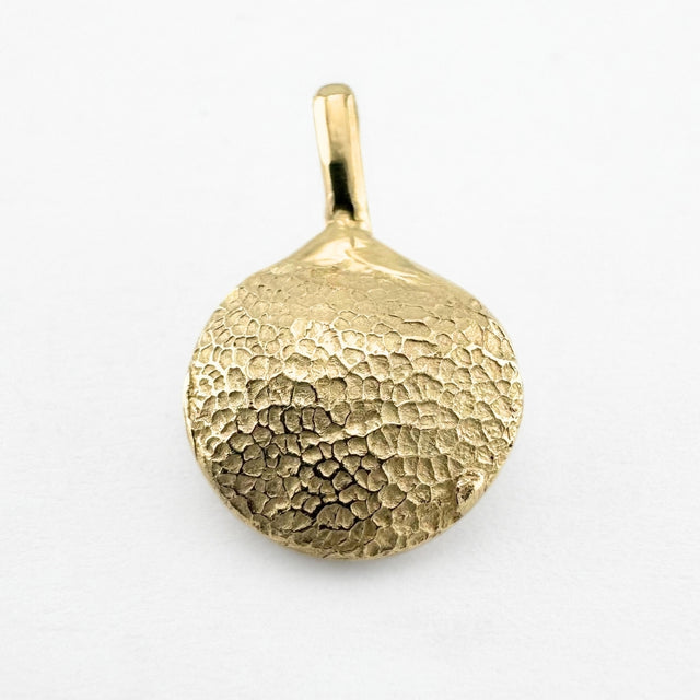 Gold dog's paw print pendant on light grey background