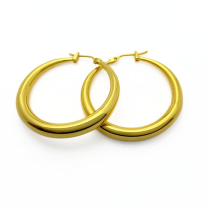 Thick gold hoop earrings