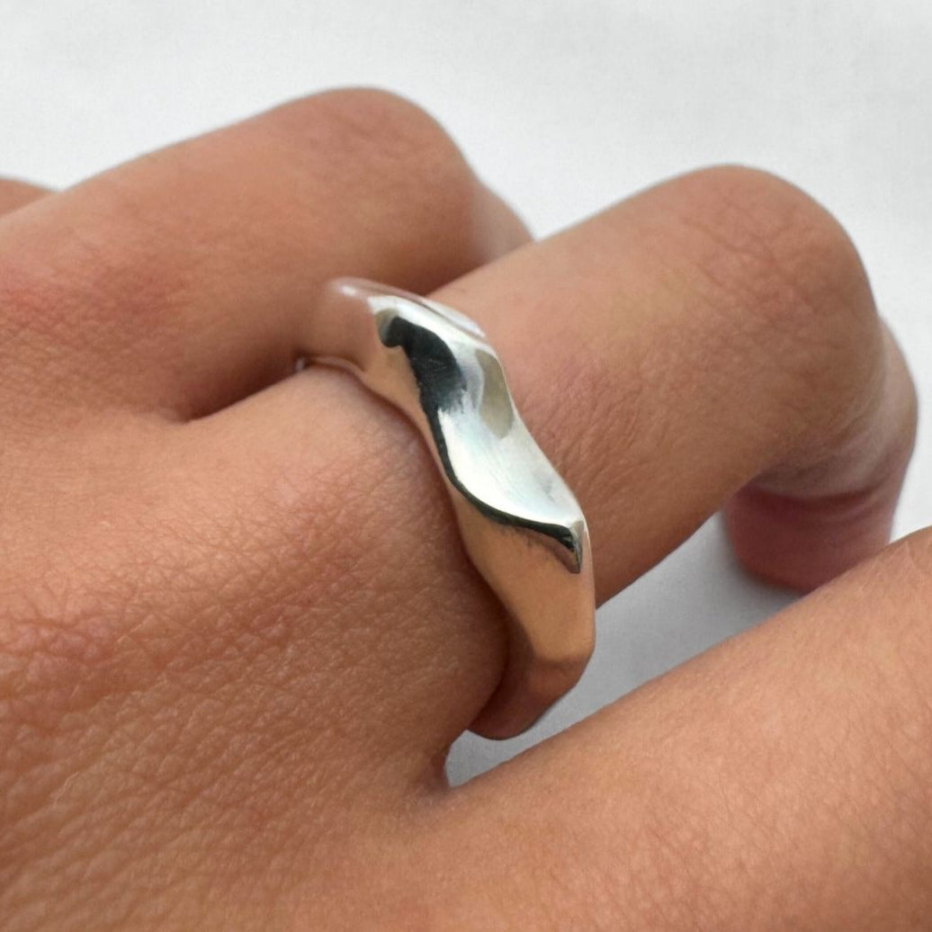 Handmade jagged silver ring
