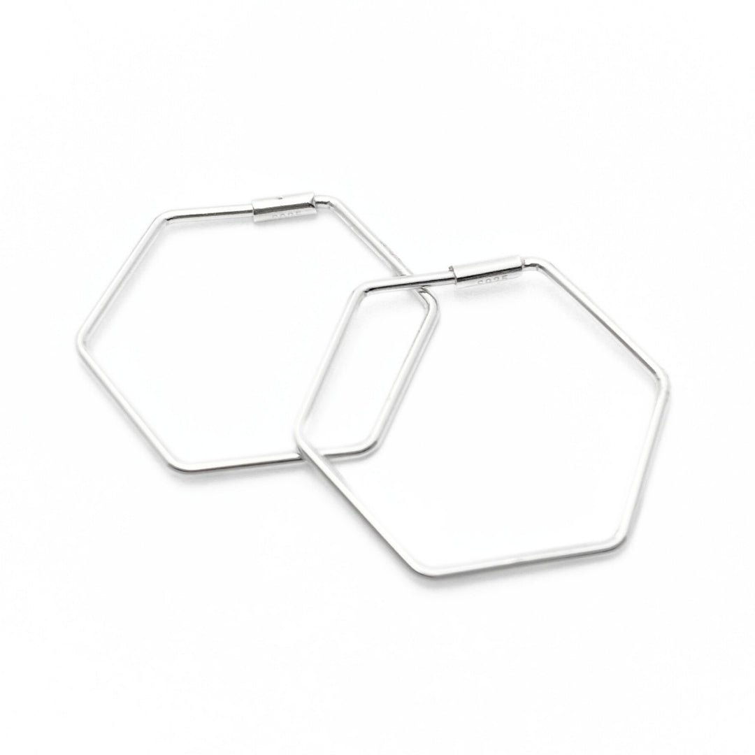 Sterling silver hexagonal earrings