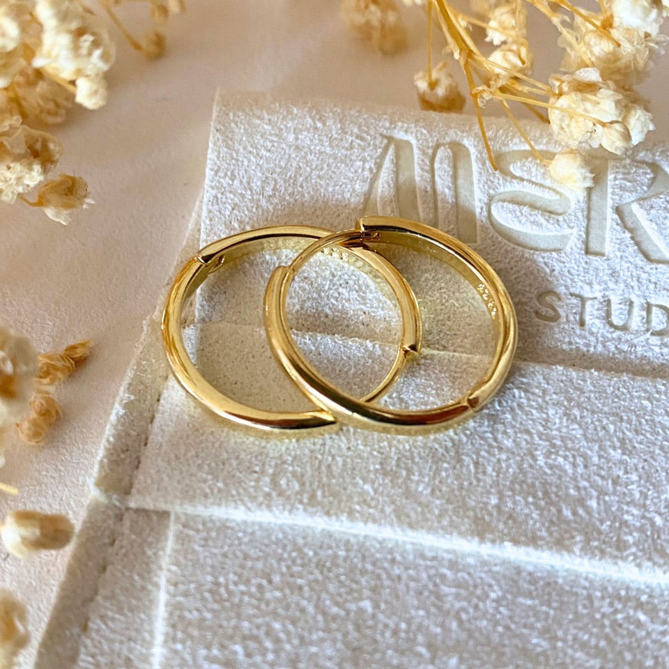 18K Gold plated sterling silver hoop earrings