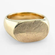 Large Oval Fingerprint Signet Ring - 9ct Gold