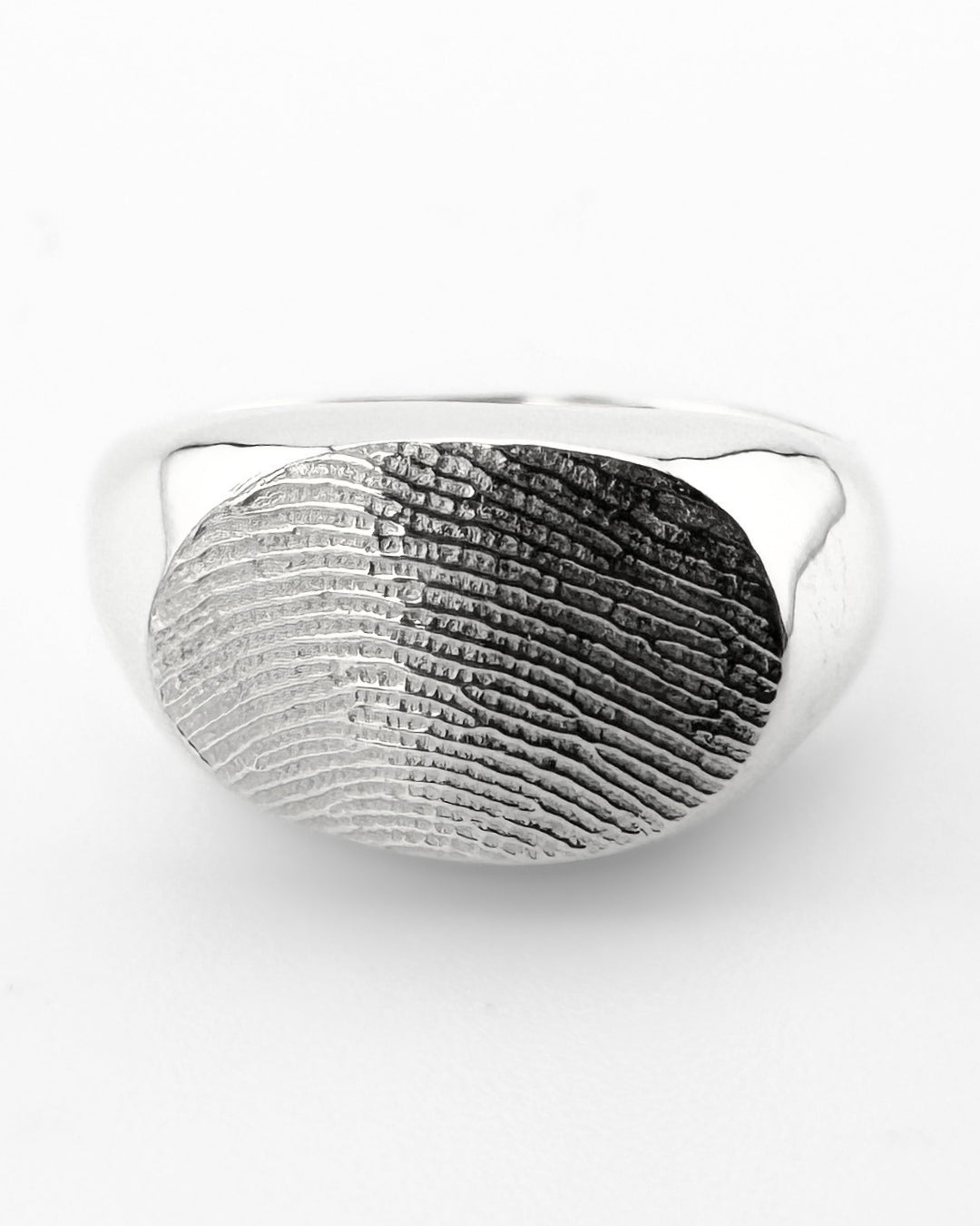 Large Oval Fingerprint Signet Ring - Sterling Silver