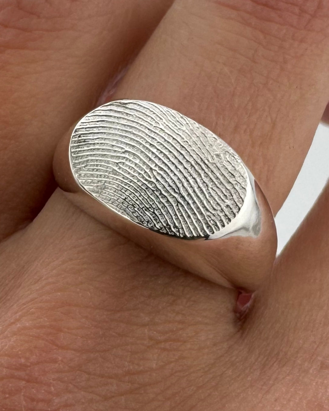 Large Oval Fingerprint Signet Ring - Sterling Silver